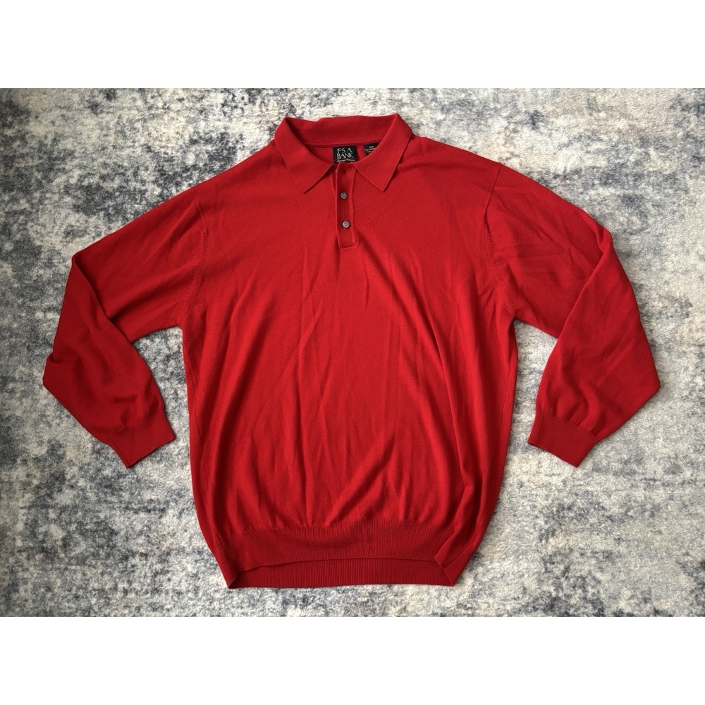 Jos A Bank Signature Collection Mens‎ 2XL Red Merino Wool Long Sleeve Sweater